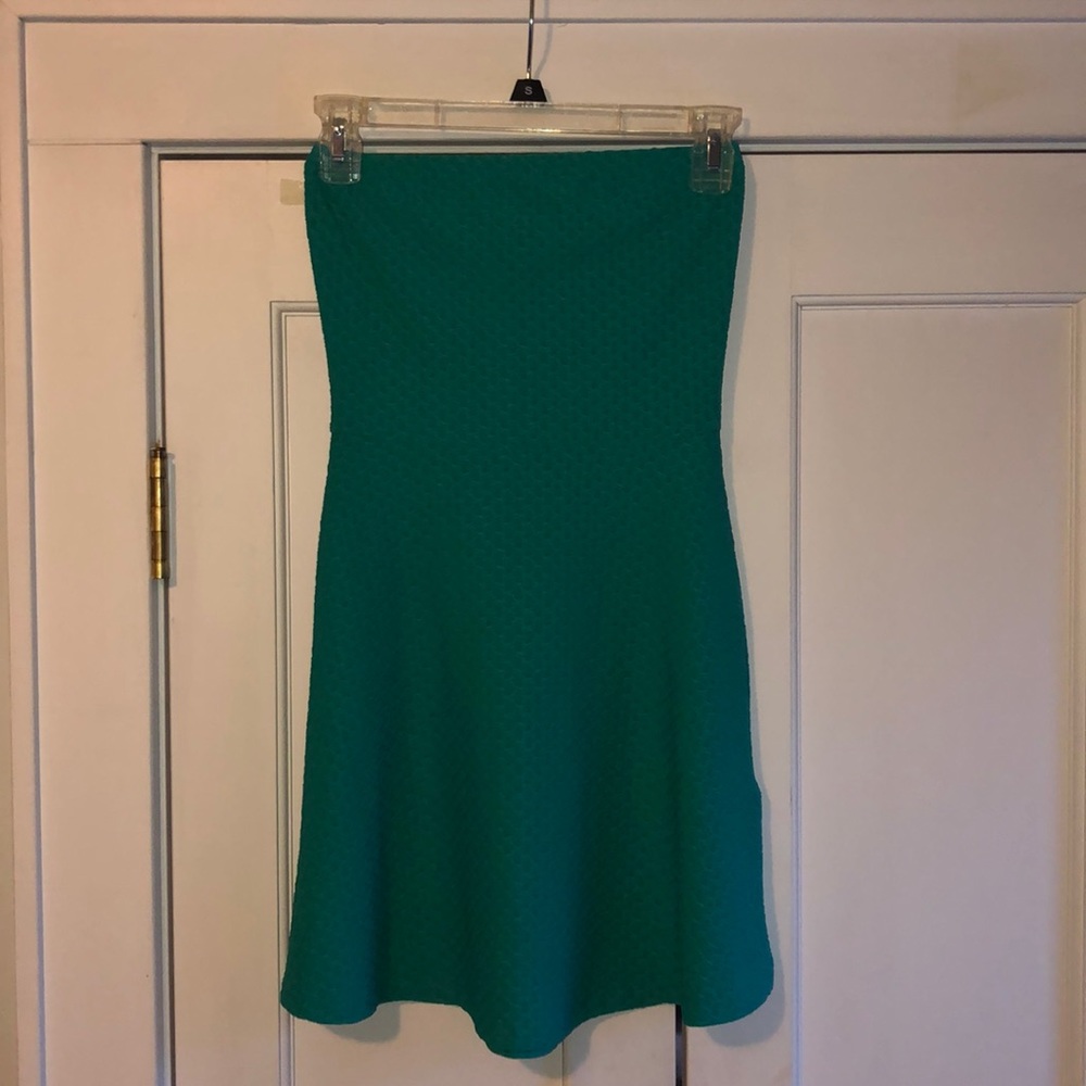 H&M Strapless Blue-Green Mini Dress